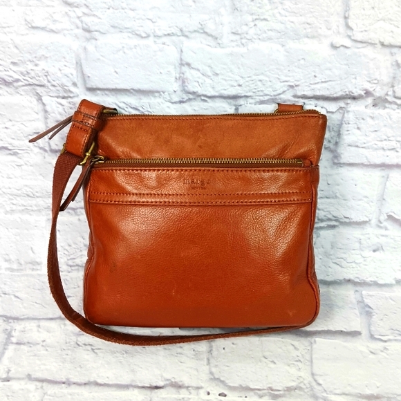 Margot cognac leather crossbody bag - Picture 1 of 15